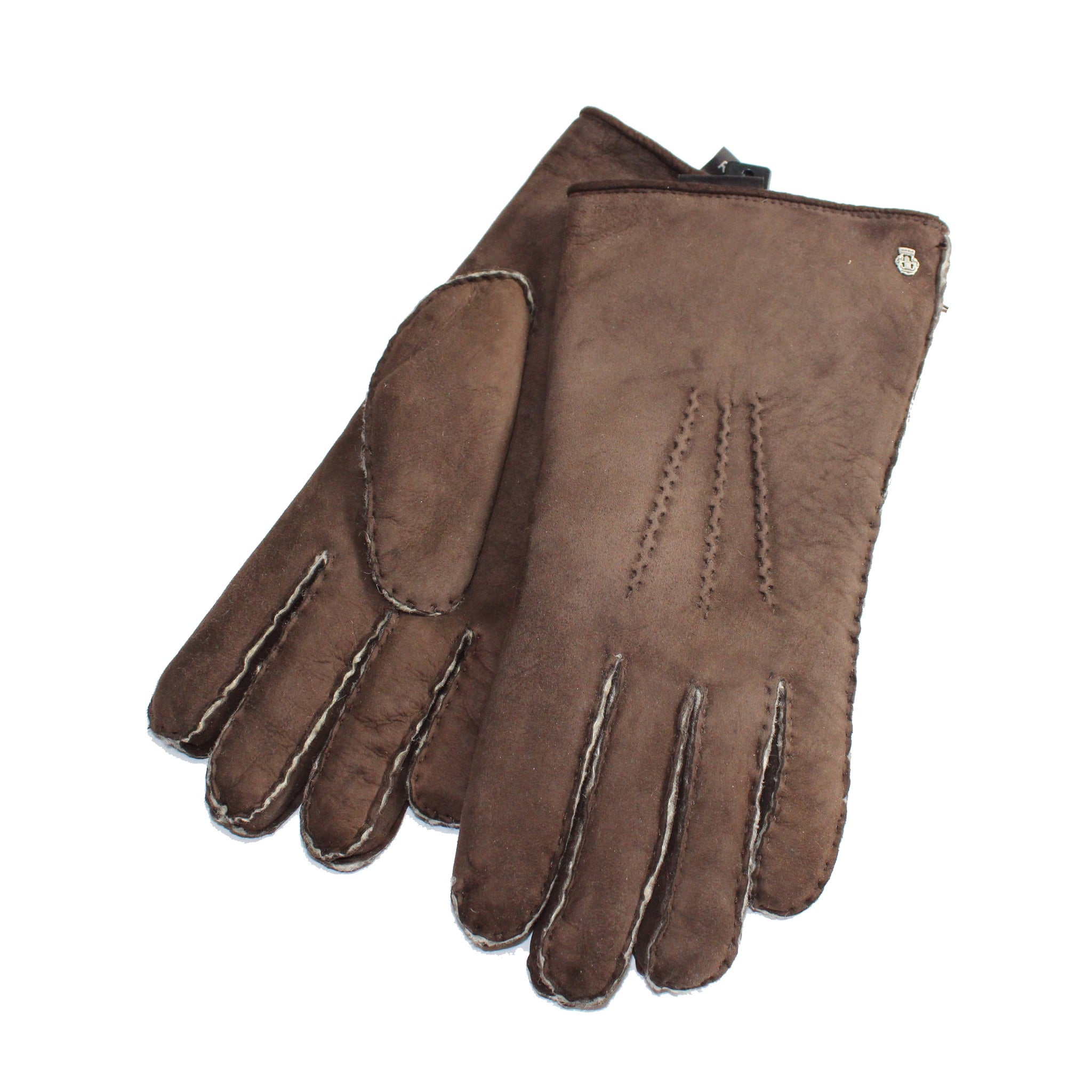 Rockl He. Handschuhe Leder  braun gewachsenes Fell Gr. 10