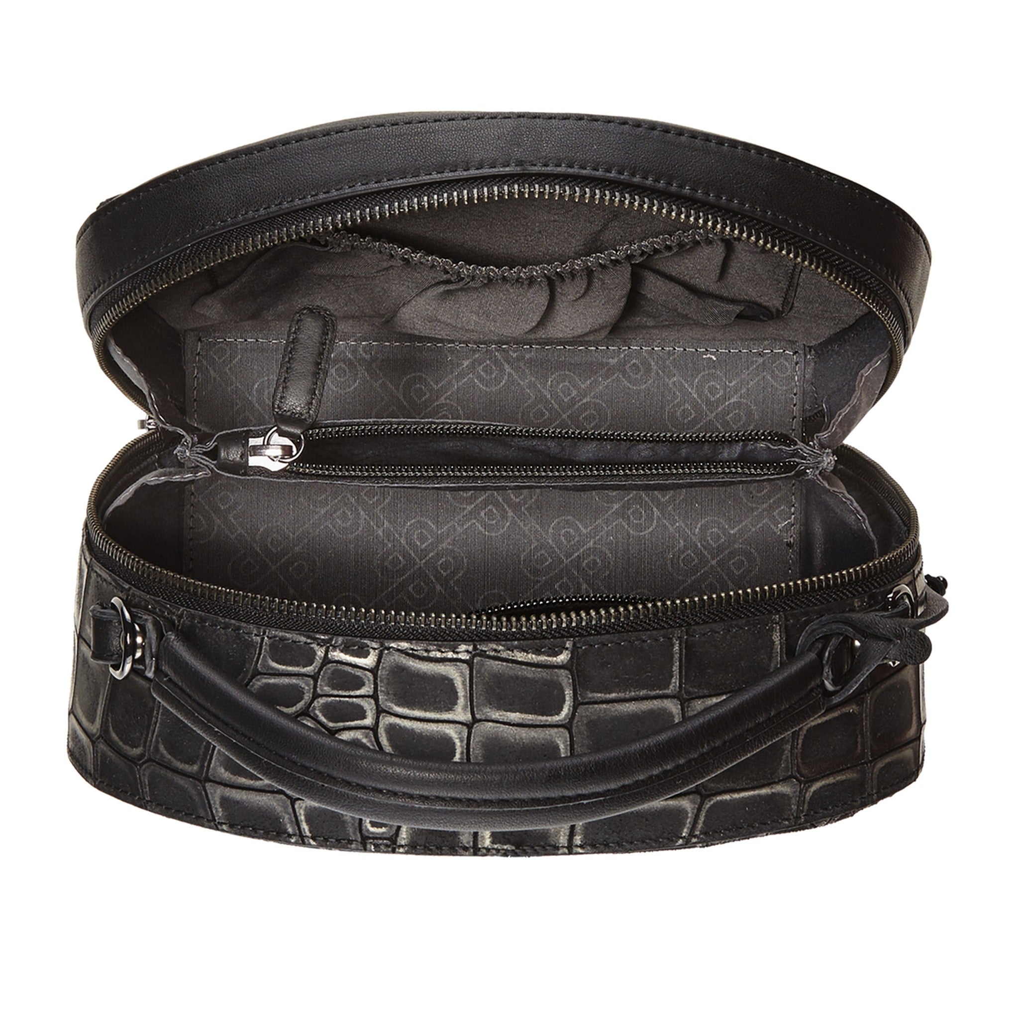 PICARD CROWN SCHWARZ Reißverschlusstasche Leder