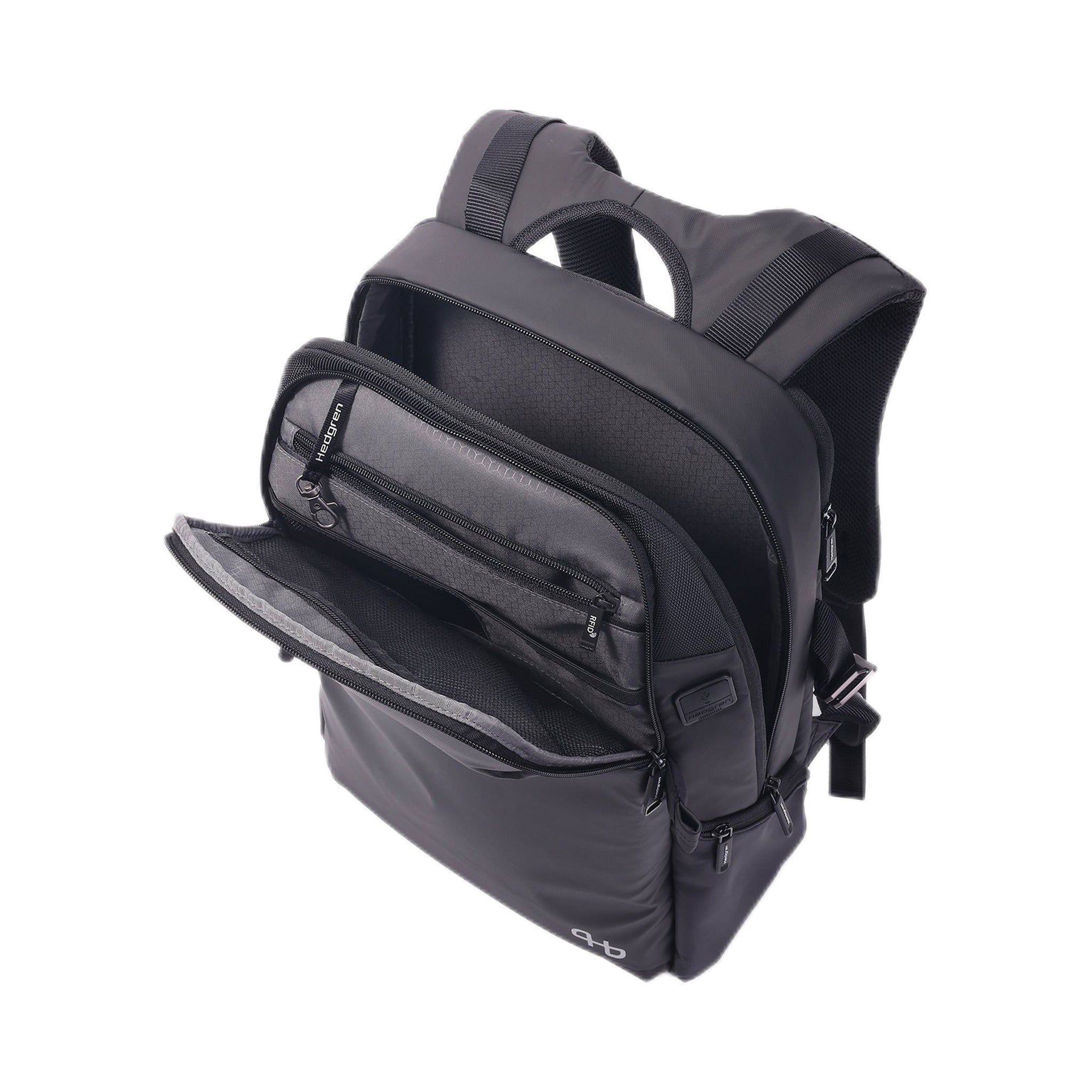 Hedgren Rail - 3cmpt Backpack 15.6" RFID w/Rain Cover Black