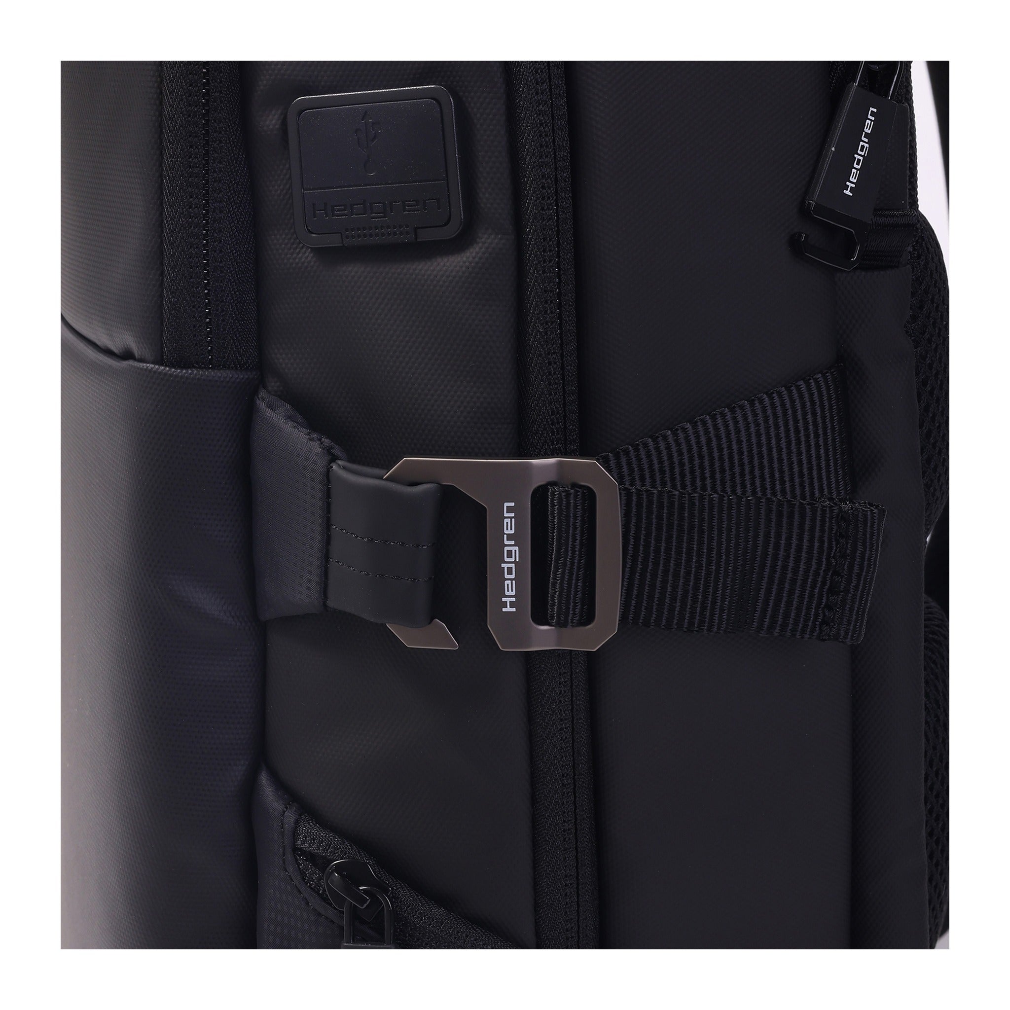 Hedgren Rail - 3cmpt Backpack 15.6" RFID w/Rain Cover Black
